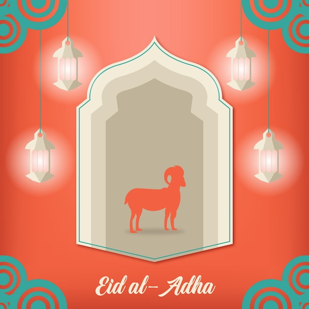 Eid aladha illustration and lantern vector design