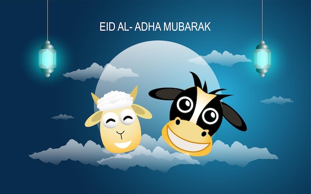 Vettore eid aladha mubarak celebrazione della comunità musulmana