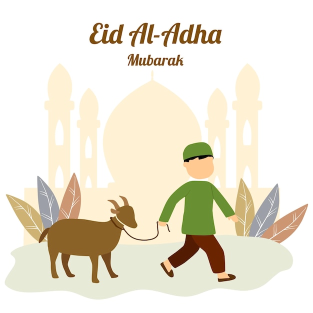 Eid alAdha Qurban 축하 평면 그림