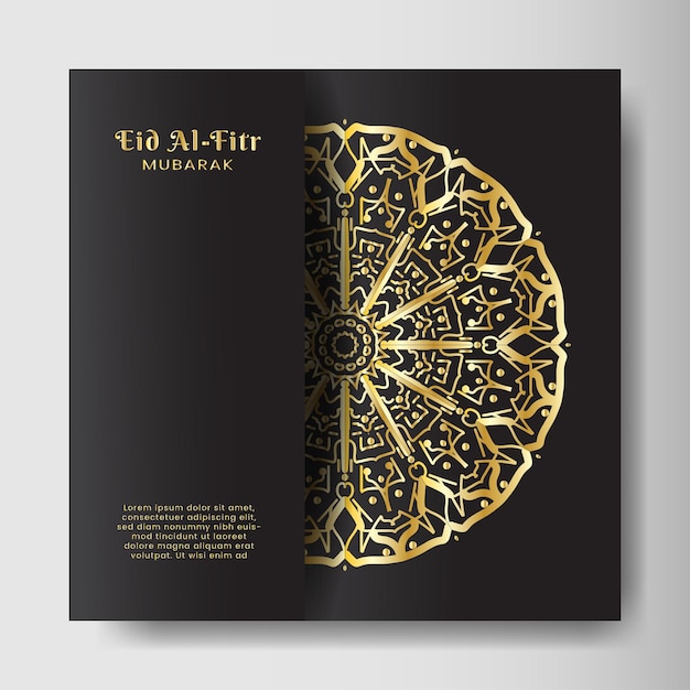 Eid alfitr met mandala achtergrond ontwerp voor uw datum briefkaart banner logo