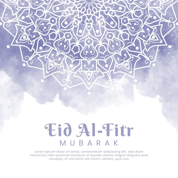 Eid alfitr met mandala en waterverfachtergrond abstracte illustratie