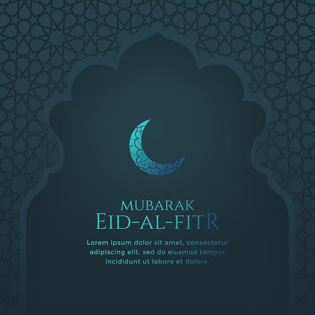 Eid alfitr mubarak ramadan kareem in stile arabo islamico sfondo di saluto con luna crescente