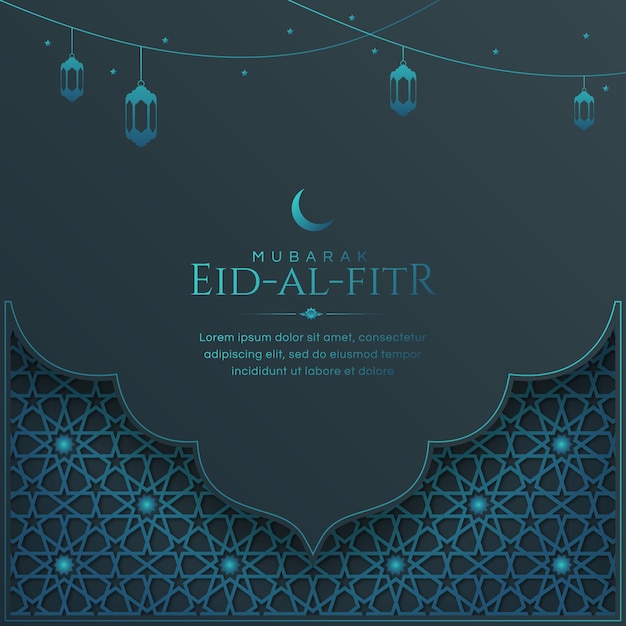 Eid alfitr mubarak ramadan kareem islamitische stijl groet achtergrond met arabische ornamenten