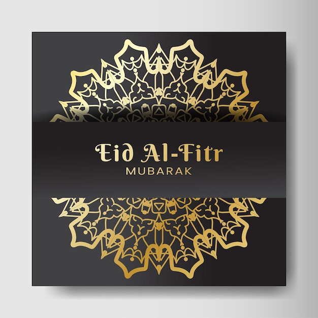 Eid alfitr with mandala background Design for your date postcard banner logo