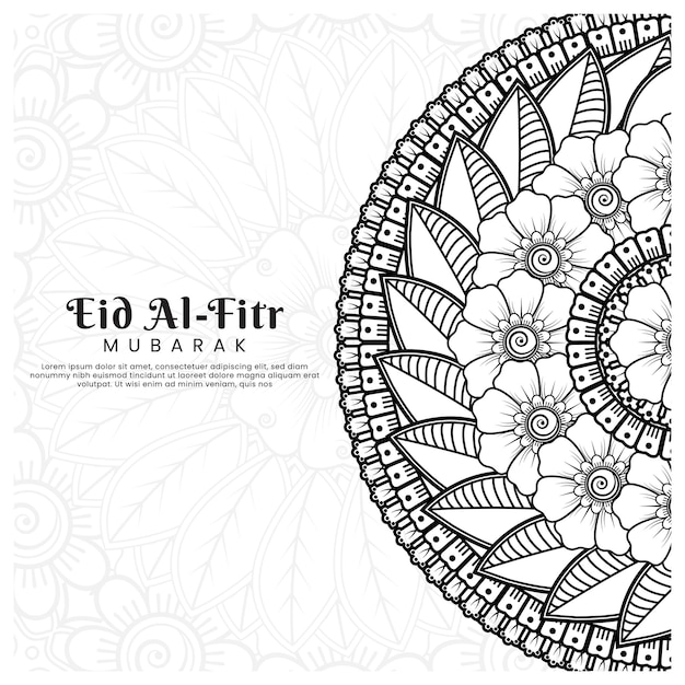 Eid alfitr con sfondo fiore mehndi illustrazione astratta