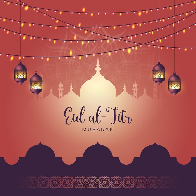 Eid festival banner of behang platte ontwerp vector achtergrond premium vector