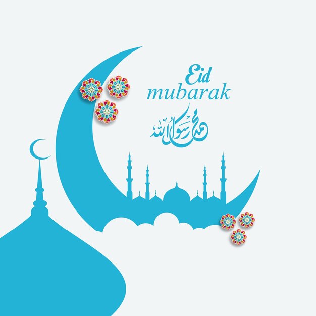 Eid festival greeting with musque and moon