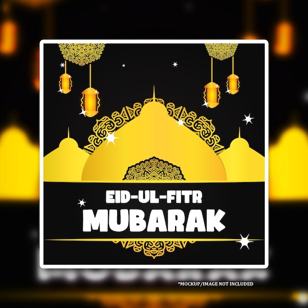 Vector eid greeting post design with bold mandala art eps vector design template