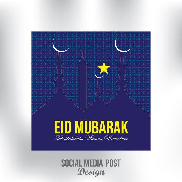 Progettazione di biglietti di auguri eid e modello di post sui social media