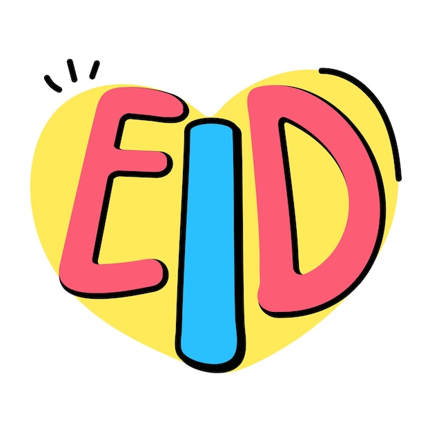 Eid greetings in flat line icon