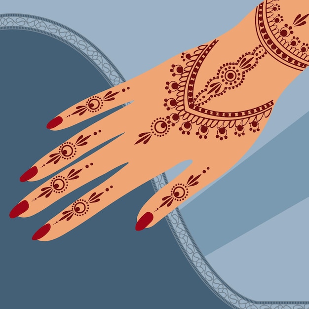 Eid Henna Mehndi Hands Vector Illustration Eid Henna Hand Drawn Henna Vector Design