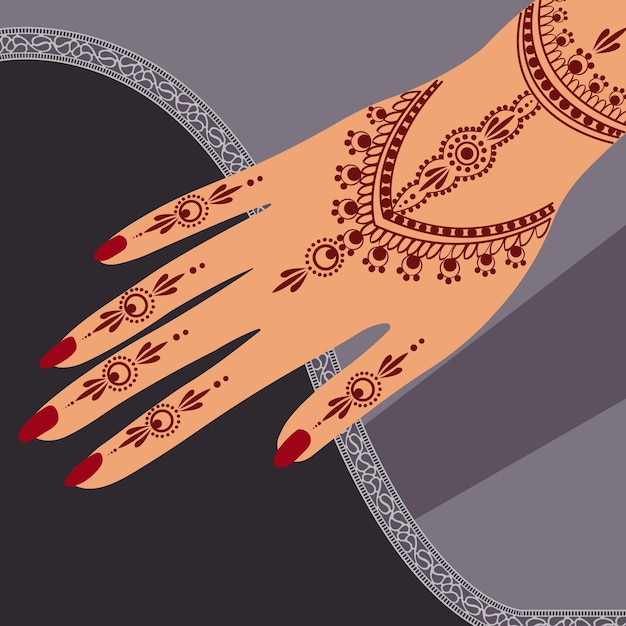 Vector eid henna mehndi hands vector illustration eid henna hand drawn henna vector design