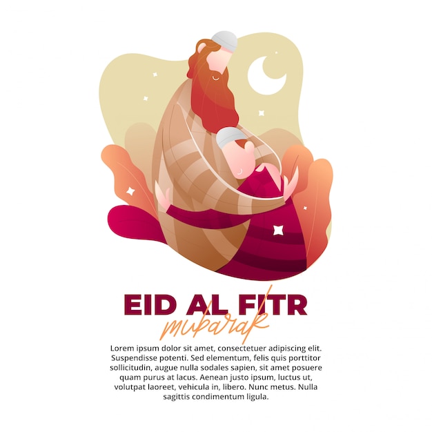 Concetto dell'illustrazione di eid con l'amore di un padre