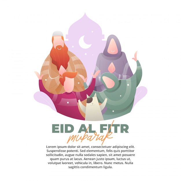 家族からの愛とEidイラストコンセプト