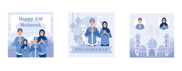 eid kareem mubarak, vol zegen, groetontwerp, moslimpaarillustratie voor Eid Mubarak