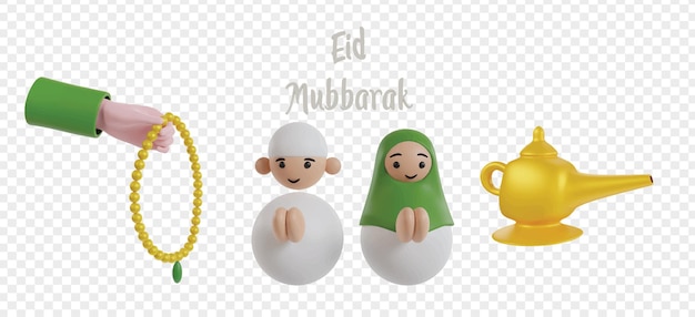 Eid mubarak 3d icon render