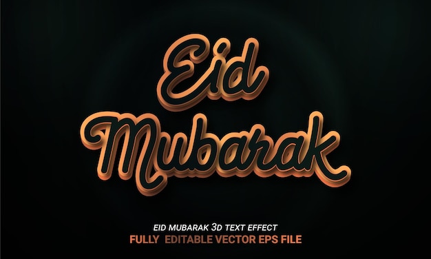 Vector eid mubarak 3d-realistisch teksteffect