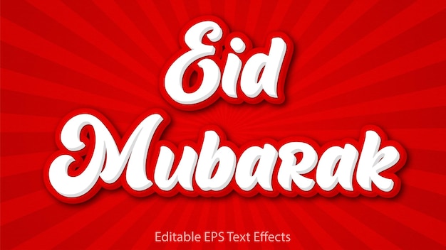 Eid Mubarak 3d teksteffect rode vector voor wenskaart flyer sociale media post banner poster flyer