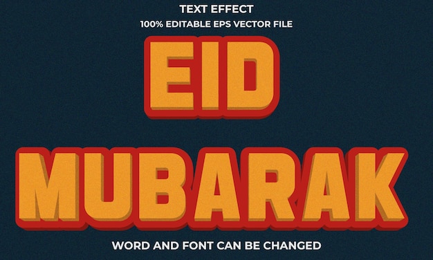 Vector eid mubarak 3d-teksteffectstijl bewerkbaar 3d-teksteffect met eid mubarak-tekstconcept 3d eid