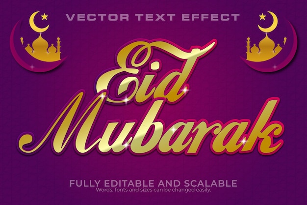 Eid Mubarak 3D Text Effect 100 Bewerkbare EPS-bestand Woord en lettertype kunnen worden gewijzigd