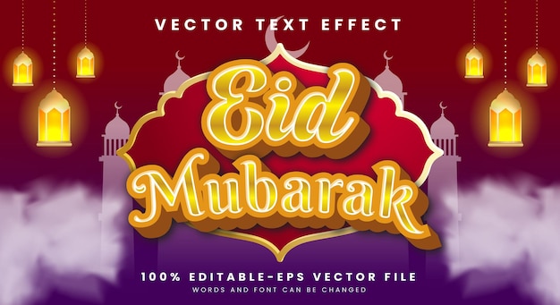 Eid Mubarak 3d text effect template design cover banner