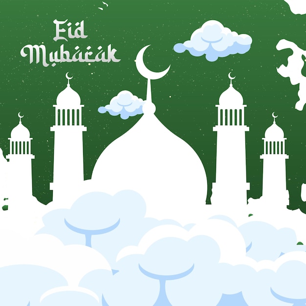 Eid Mubarak achtergrond met groene en witte kleur creatieve illustratie