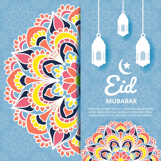 Eid Mubarak achtergrond met mandala sieraad