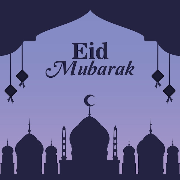 Eid Mubarak-achtergrond met moskeeontwerp