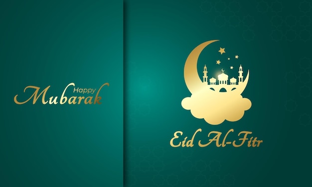 Eid Mubarak Al Fitr Islamic Greeting Card for Holy Month Ramadan Celebration