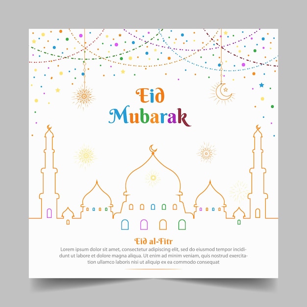 Ид-мубарак и ид-ул-фитр исламский праздник социальные сети пост флаер templat