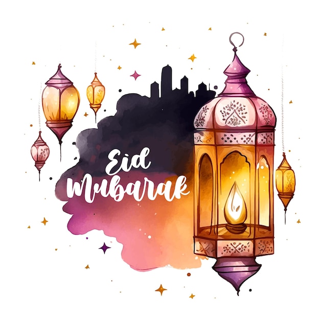 Eid mubarak aquarelverf