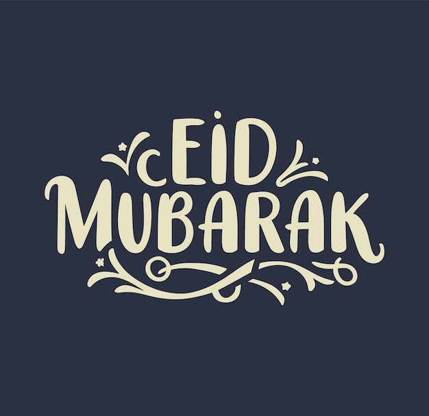 Vector eid mubarak arabic font bleak and with background with a white illustration