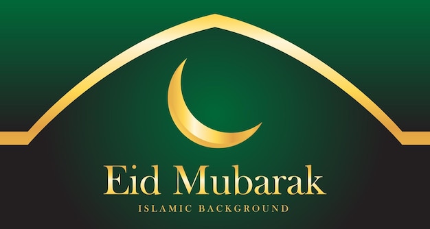 Eid Mubarak Art Illustration Green Background Design Template