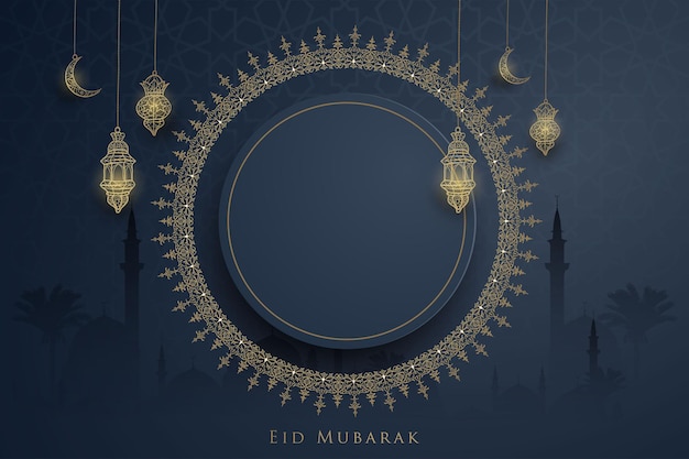 Eid mubarak background ornament for greeting card