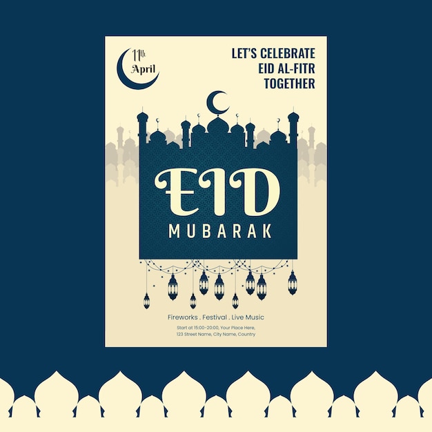 Vector eid mubarak background template greeting card flyer