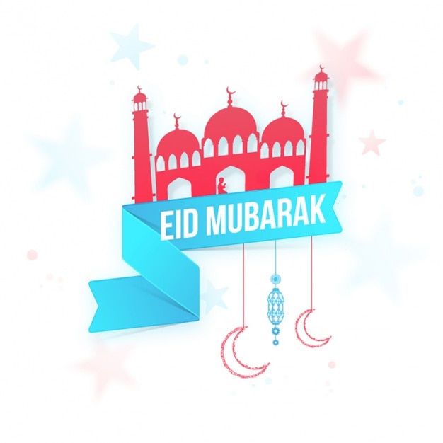 Sfondo eid mubarak con dettagli blu