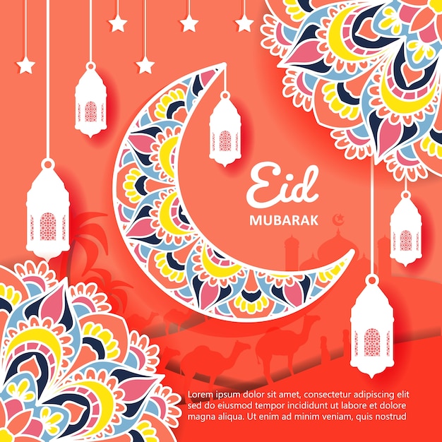 Eid mubarak background with mandala ornament