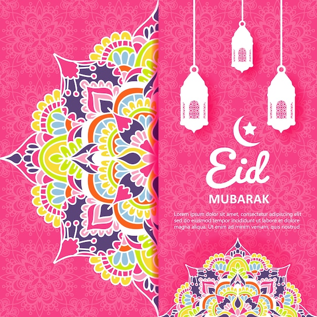 Eid mubarak background with mandala ornament