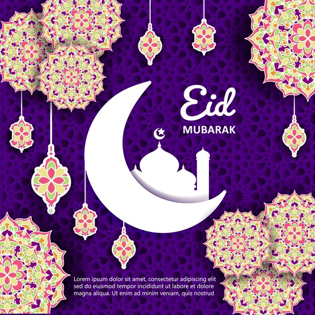 Eid mubarak background with mandala