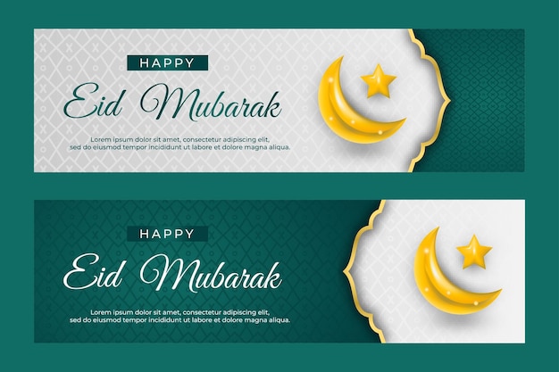 eid mubarak banner met luxe achtergrond maan en ster