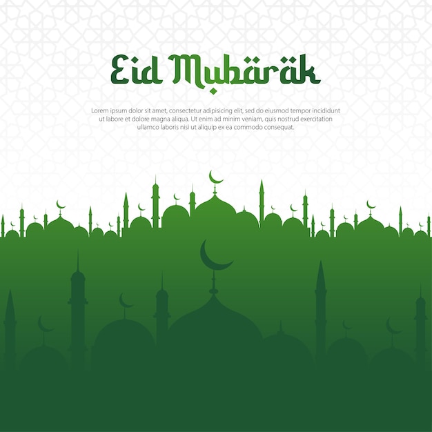 Eid mubarak banner with illustration mosque