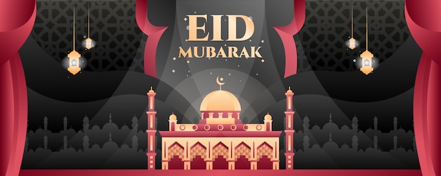 Vettore banner di eid mubarak