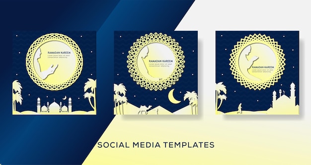 Eid mubarak-bannersjabloon voor sociale media post premium vector