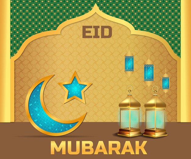 Eid mubarak beautiful background premium Vector