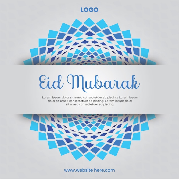 Vector eid mubarak blauwe vector sjabloon ontwerp