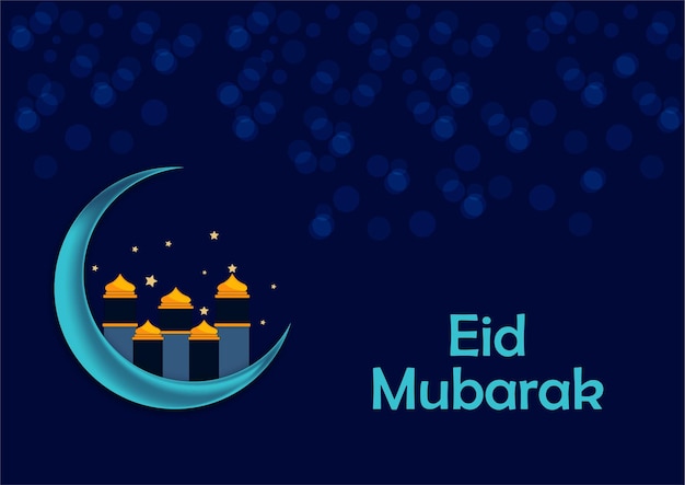 Vettore eid mubarak disegno vettoriale creativo sfondo blu vettore premium