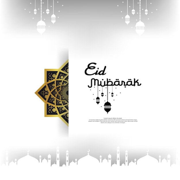 Eid mubarak card or cover greeting design