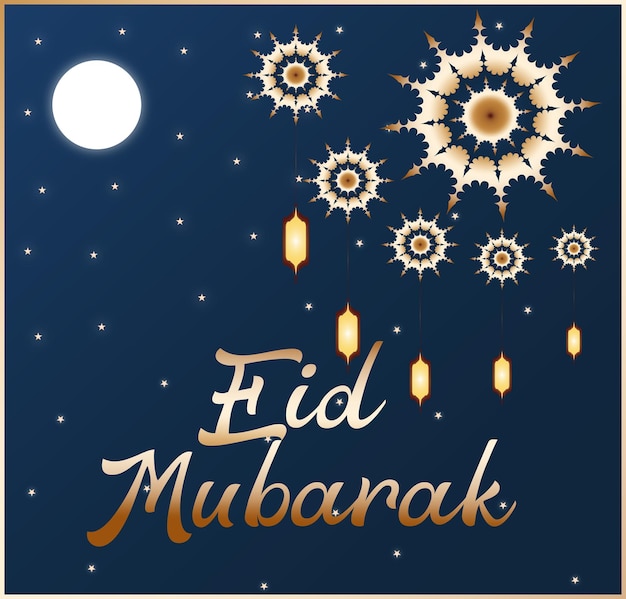 Вектор eid mubarak card festival роскошная векторная иллюстрация с лунными орнаментами премиум-дизайна