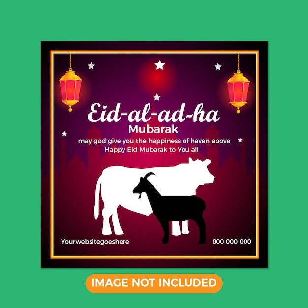 벡터 크기의 Eid Mubarak 카드 소셜 미디어 포스트 디자인 템플릿