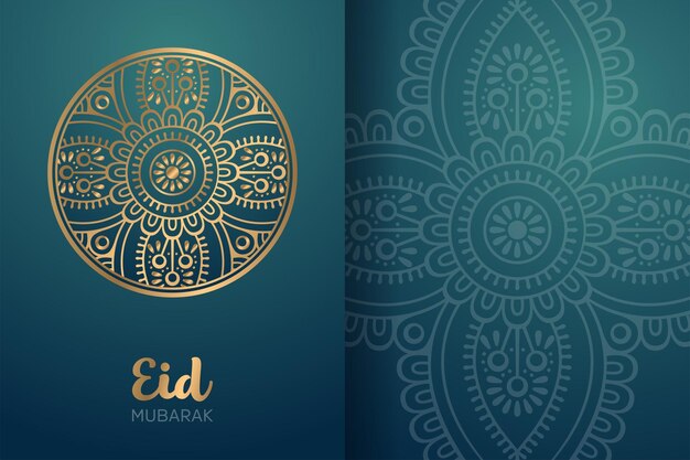 Eid mubarak card with mandala ornament.